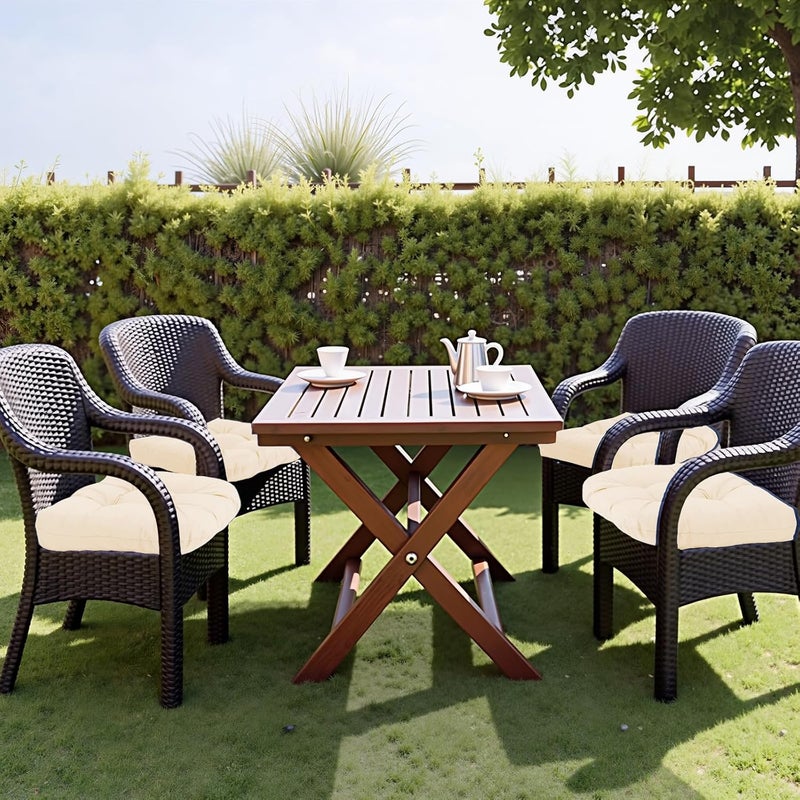 MTMR Outdoor Chair Cushions Set of 2, 19x19 Waterproof Wicker Seat Cushions for Patio Furniture, Thick Tufted Outdoor Replacement Furniture Pad for Porch Lawn Wicker Desk Dining Rocking Chair, Cream - Image 3